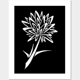 White Abstract Dandelion Posters and Art